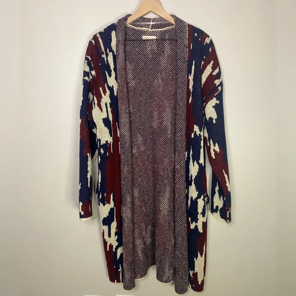 Knox Rose Cardigan duster with pockets size m patriotic USA red white‎ and blue